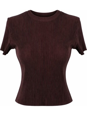 Trender 6231 Kahverengi Kadın T-Shirt 26YLN2000068