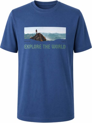 Trender 26Y595000002 Indigo Erkek T-Shirt Explore The World Baskılı