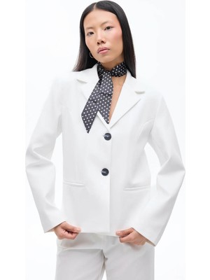 Quzu Çift Düğmeli Dikiş Detaylı Ekru Kadın Blazer Ceket CKT00882
