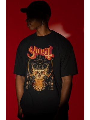 Sevbano Ghost Rock Metal Müzik Grubu Ön Baskılı Unisex Oversize Tişört