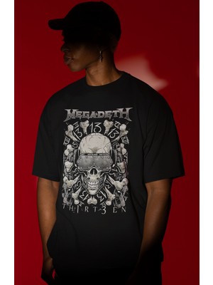 Sevbano Megadeth Rock Metal Müzik Grubu Ön Baskılı Unisex Oversize Tişört