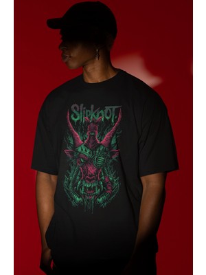 Sevbano Slipknot Rock Metal Müzik Grubu Ön Baskılı Unisex Oversize Tişört