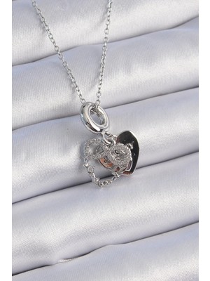 Belle Fusion Mey Ithalat® 316L Çelik Gümüş Renk Zirkon Taşlı Sonsuzluk Kalp Figür Charm Model Kadın Kol