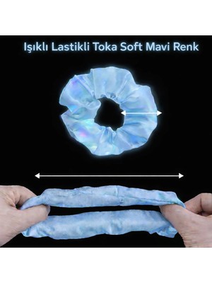 Eco Port Soft Mavi Renk LED Işıklı Lastikli Saç Tokası - 3 Modlu Festival  Parti Saç Tokası