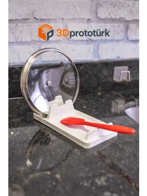 3dprototürk Tezgah Üstü Tencere Kapağı ve Kaşık Tutucu - Pratik Mutfak Düzenleyici