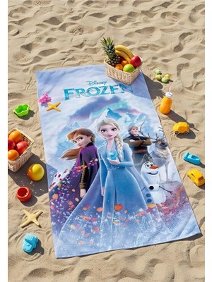 ministok Dijital Baskılı Frozen Elsa- Anna Çocuk Plaj Havlusu