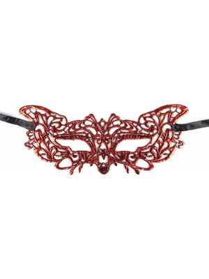 Belle Fusion Mey Ithalat® Kırmızı Dantel Masquerade Maskesi 9 No