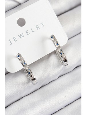 Belle Fusion Mey Ithalat® Pirinç Zirkon Taşlı Çiçek Desenli Model Gümüş Renk Kadın Küpe