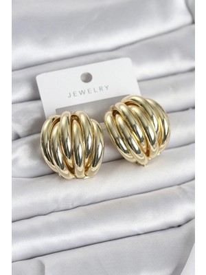 Belle Fusion Mey Ithalat® Pirinç Gold Renk Vintage Kadın Küpe