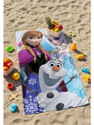 ministok Dijital Baskılı Frozen Elsa- Anna Çocuk Plaj Havlusu