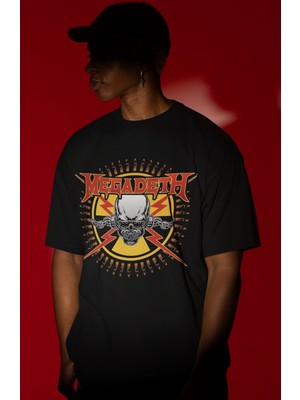 Sevbano Megadeth Rock Metal Müzik Grubu Ön Baskılı Unisex Oversize Tişört