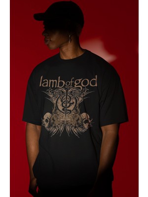 Sevbano Lamb Of God Rock Metal Müzik Grubu Ön Baskılı Unisex Oversize Tişört