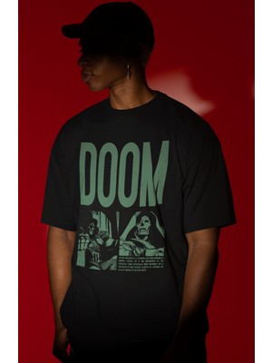 Sevbano Doctor Doom Süper Kahraman Film Ön Baskılı Unisex Oversize Tişört