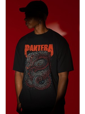 Sevbano Pantera Rock Metal Müzik Grubu Ön Baskılı Unisex Oversize Tişört