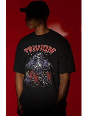 Sevbano Trivium Rock Metal Müzik Grubu Ön Baskılı Unisex Oversize Tişört