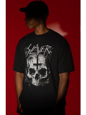 Sevbano Slayer Rock Metal Müzik Grubu Ön Baskılı Unisex Oversize Tişört