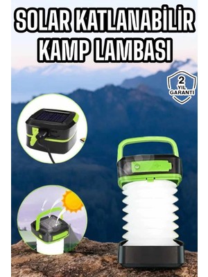 Belle Fusion Mey Ithalat® Güneş Enerjili LED Lamba Kamp Lambası Katlanabilir Lamba USB Şarjlı