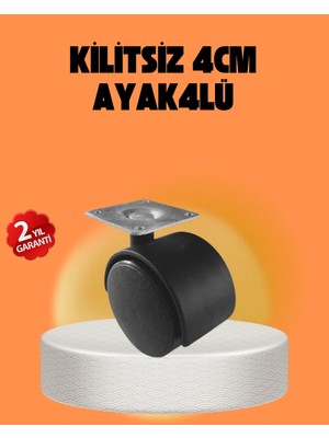 Belle Fusion Mey Ithalat® Kilitsiz 4 cm Tekerlek Ayak 4’lü Set Sessiz ve Dayanıklı