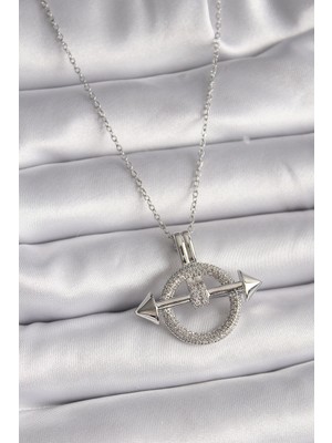 Belle Fusion Mey Ithalat® 316L Çelik Gümüş Renk Zincir Zirkon Taşlı Halka Model Kadın Kolye