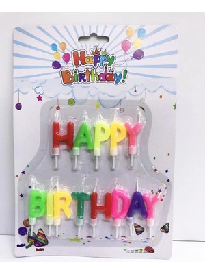 Belle Fusion Mey Ithalat® Happy Birthday Yazılabilen Rengarenk Doğum Günü Mumu