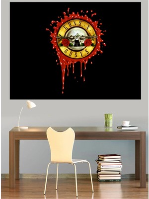 Mushen Studio Guns N Roses Revolver Gül Logo Kanvas Tablo Rock Duvar Dekoru Sanat Eseri Çerçevesiz Ev Ofis