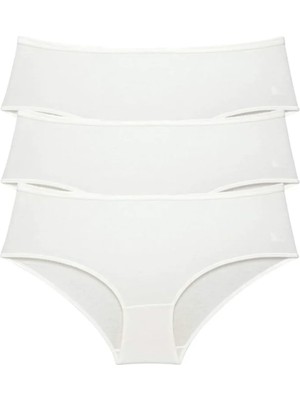 Die Grup 3 Adet Kadın Yüksek Bel Bato Külot Krem