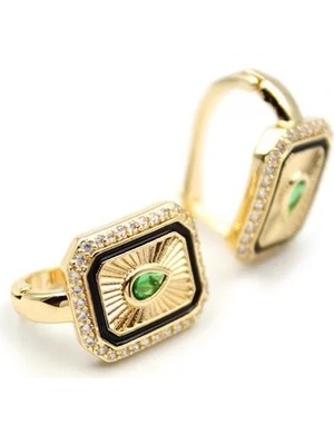 Die Grup Damla Taşlı Küpe - Yeşil