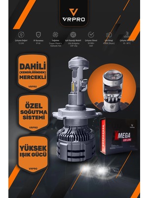 Tuba Toptaş Mega Mercekli H7 LED Far Ampulü 75W 20000 Lümen 12V Fanlı Vr Pro H7 LED Xenon Beyaz Işık
