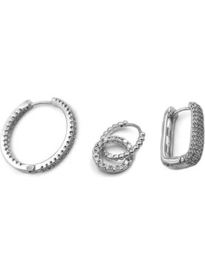 Die Grup 3'lü Halka Küpe - Gümüş