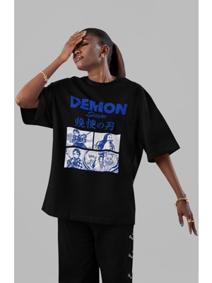 Sevbano Demon Slayer Anime Ön Baskılı Unisex Oversize Tişört