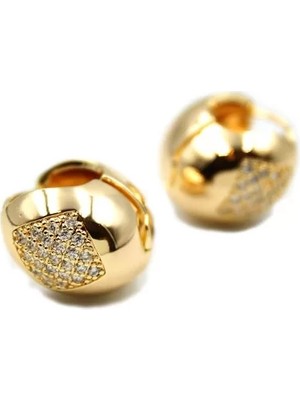 Die Grup Taşlı Top Küpe - Altın