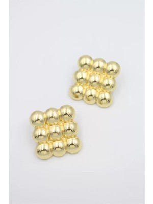 Die Grup Metal Kare Küpe - Altın