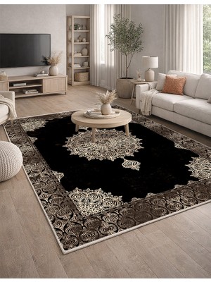 Lioara Home Klasik Modern Dijital Baskı Halı |  Yıkanabilir Kaymaz Taban Salon & Yatak Odası Halısı