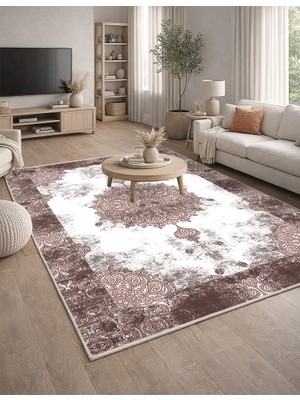 Lioara Home Klasik Modern Dijital Baskı Halı |  Yıkanabilir Kaymaz Taban Salon & Yatak Odası Halısı