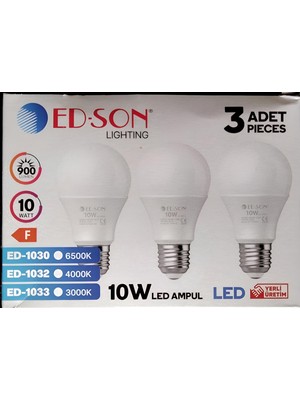 Edson Ed-Son 10W LED Ampul 3’lü Paket 900 Lümen Enerji Tasarruflu günışığı