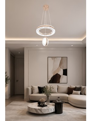 Inci Modern Tasarım Sarkıt LED Avize 3 Renk Işık Kristal Görünüm Oturma Odası Yemek Odası Salon Yatak Odası