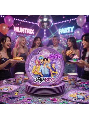 Dodomar Saja Boys Huntrix Demon Hunters K Pop Karton Tabak 8 Adet Doğum Günü Parti Seti