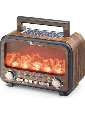 LTG Nova Bluetooth Solar Panelli Fm Radyo USB Tf Nostaljik Hoparlör Alev Efektli 25 x 14.5 x cm - Kahvere