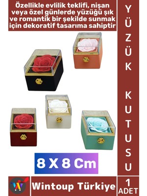 Wintoup #takıkutusu Evli Çift Sevgililer Günü Yıldönümü Evlilik Nişan Teklif Romantik Kare Gül Yüzük Kutusu