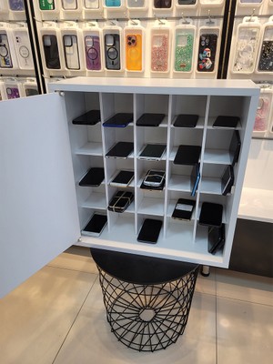 First Mobilya Orkide 25 Cep Telefonu Pasaport Kimlik Saklama Kabini Şeffaf Kapak Hediyelik Dolap Beyaz