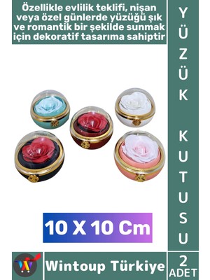 Wintoup #takıkutusu Evli Çift Sevgililer Günü Yıldönümü Evlilik Nişan Romantik Kubbe Gül Yüzük Kutusu 2 Adet