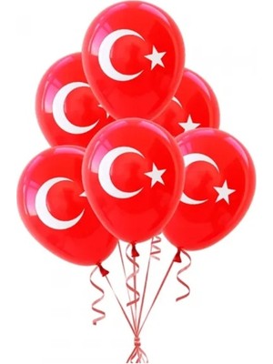 Gemar Ay Yıldız Balon Bayrak Desenli Kırmızı 21CM 100LÜ