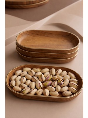 Özgürce 4'lü Akasya Görünümlü Mini Çerez Tabağı, Çok Amaçlı ve Şık Tasarım