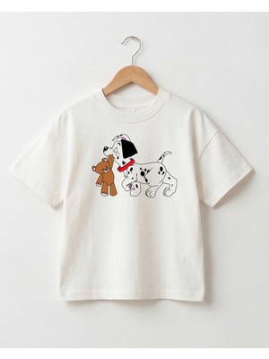 Babytex Sevimli Köpek Baskılı Unisex Oversize Tişört – %100 Pamuk Çocuk Tişört