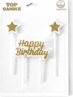 Vipfoni Simli Happy Birthday Yıldız Mum Seti