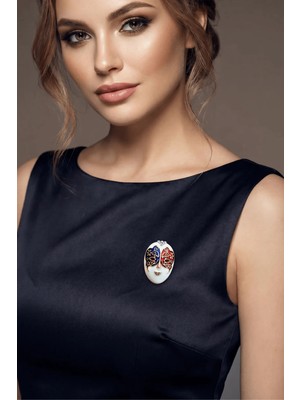 BB Bi Butik Shop Venedik Maskesi Figürlü Kristal Taşlı Lüks Broş