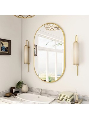 Özgürce Elips Çerçeveli Mdf Duvar Aynası 80X40 Cm, Şık Dekoratif Ayna