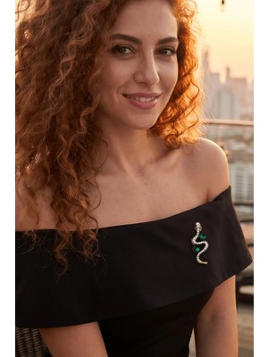 BB Bi Butik Shop Kristal Işıltılı Mistik Yılan Broş