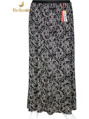 Hermevsim Hesna Kadın Ecem Battal Beden 8 Parça Lastikli Siyah Etek D58