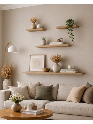 yankı-byeg 4lü 80 cm 40 cm 20 cm Mdf Safir Meşe Uçan Gizli Bağlantı Dekoratif Duvar Rafı Kitaplık
